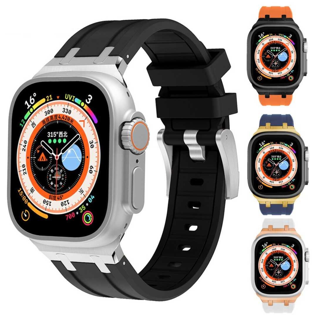 Men's Luxury Fluoroelastomer Rubber Apple Watch Band: Sleek Design