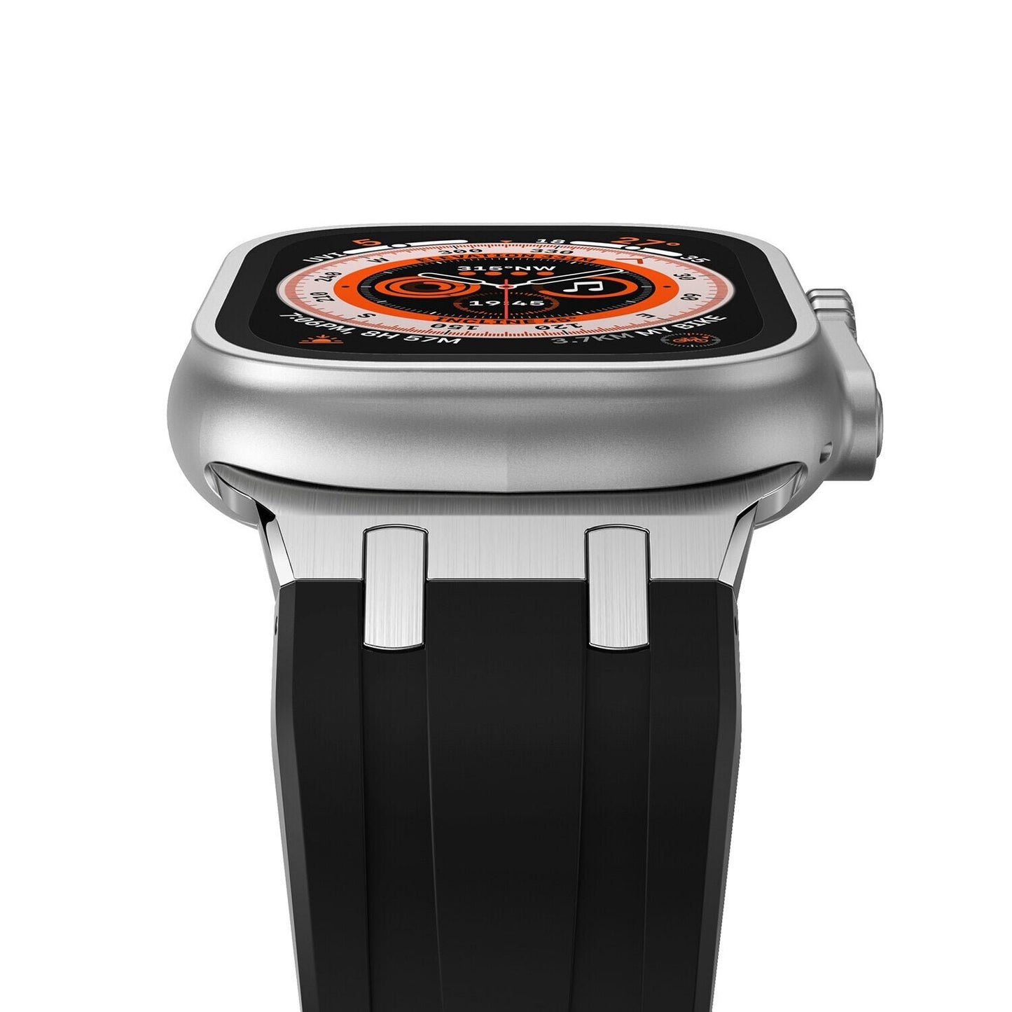 Men's Luxury Fluoroelastomer Rubber Apple Watch Band: Sleek Design