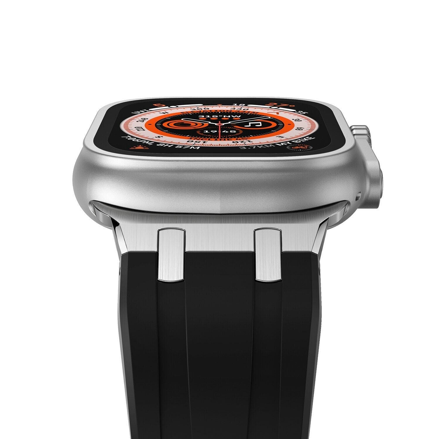 Men's Luxury Fluoroelastomer Rubber Apple Watch Band: Sleek Design