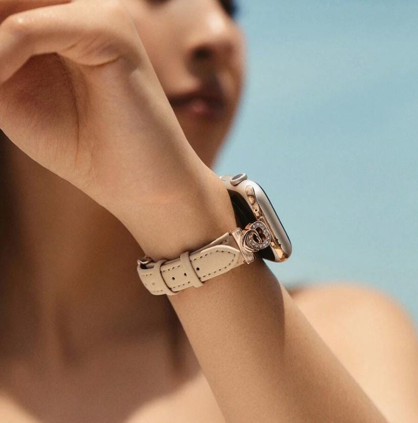 Italian Leather Apple Watch Band - Diamante Infinity Charm