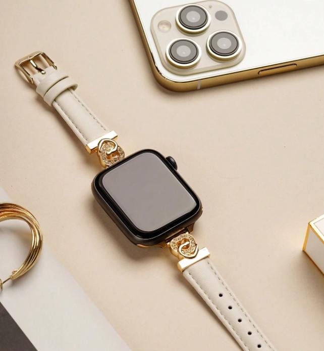 Italian Leather Apple Watch Band - Diamante Infinity Charm