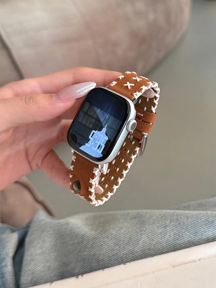 Hand-Stitched Leather Apple Watch Band | Vintage Boho Apple Watch Strap