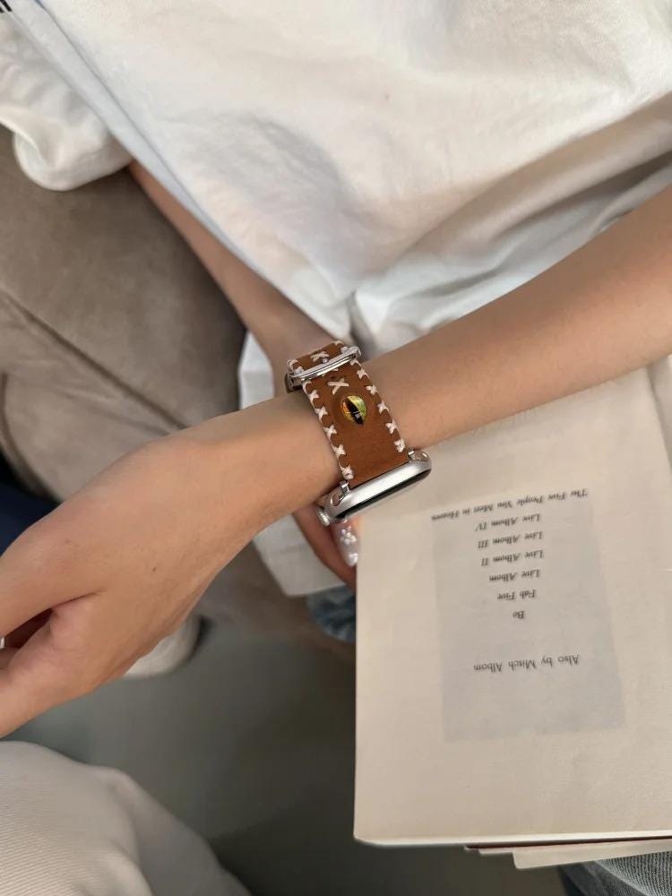 Hand-Stitched Leather Apple Watch Band | Vintage Boho Apple Watch Strap