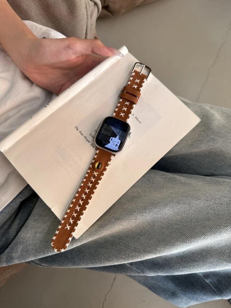 Hand-Stitched Leather Apple Watch Band | Vintage Boho Apple Watch Strap