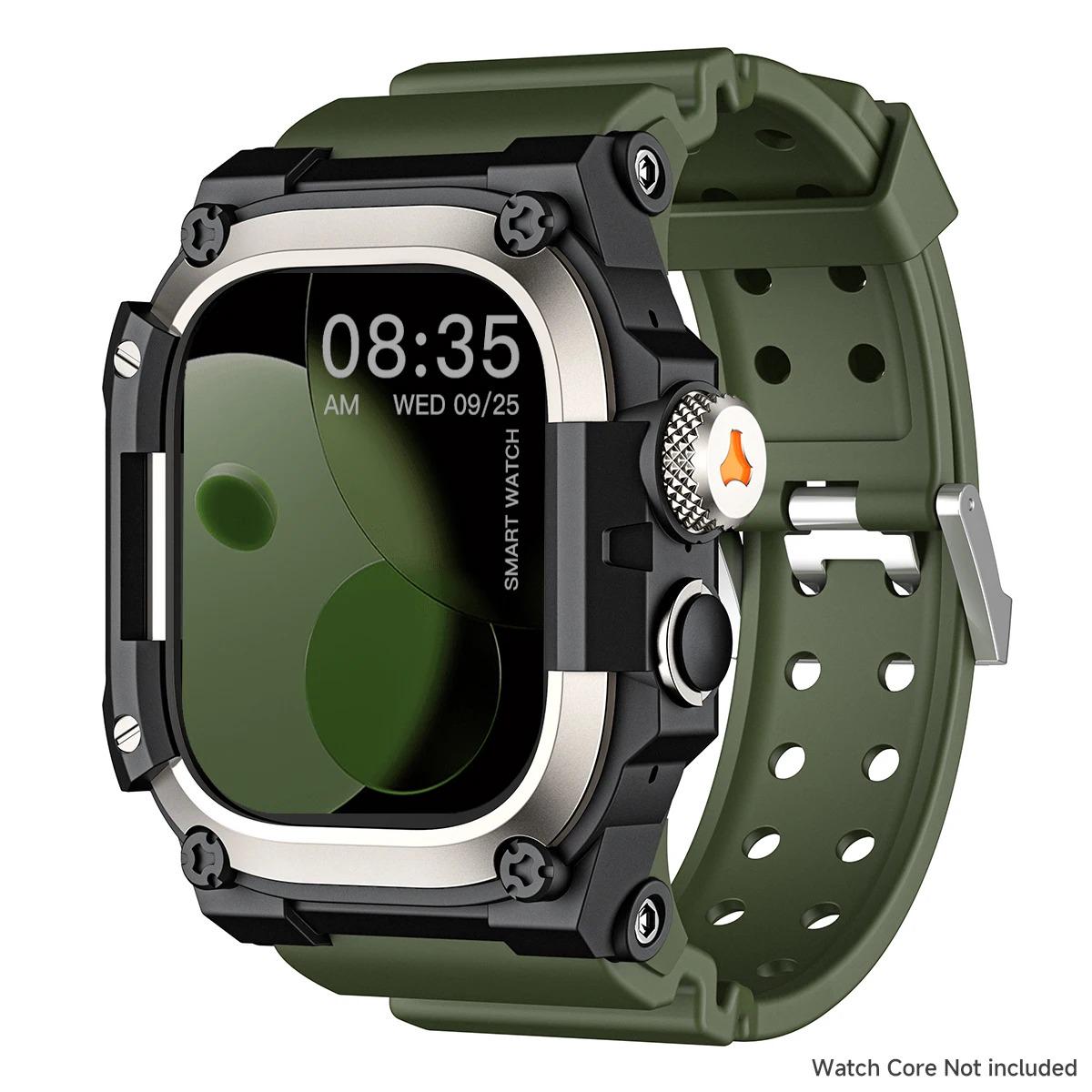 Men's Rugged Apple Watch Ultra Case Band, Shockproof Military Style Strap (49mm)