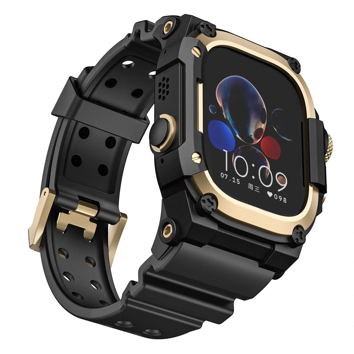 Men's Rugged Apple Watch Ultra Case Band, Shockproof Military Style Strap (49mm)