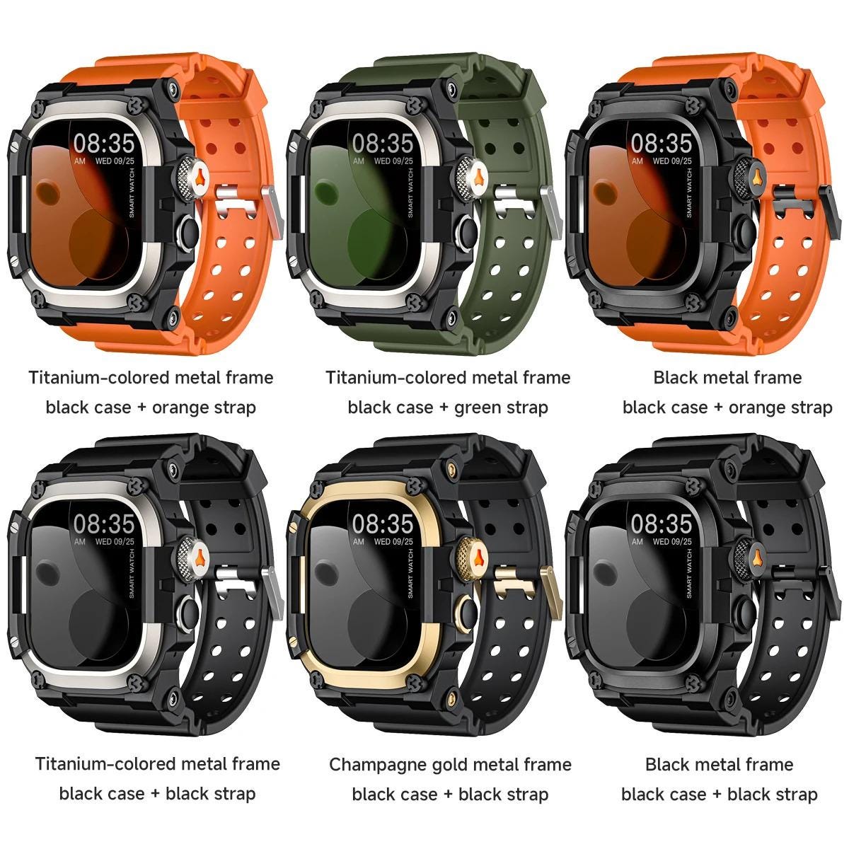 Men's Rugged Apple Watch Ultra Case Band, Shockproof Military Style Strap (49mm)