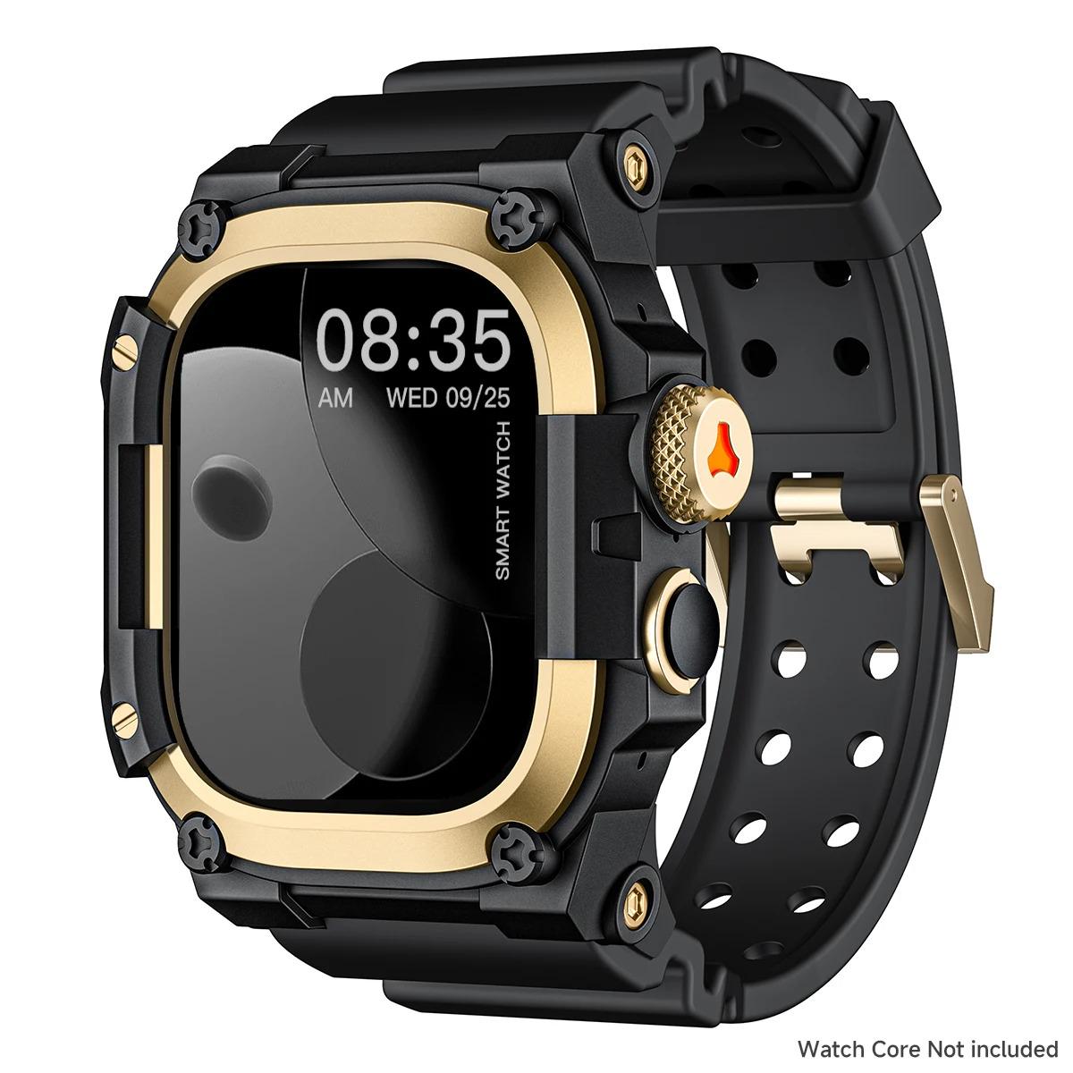 Men's Rugged Apple Watch Ultra Case Band, Shockproof Military Style Strap (49mm)