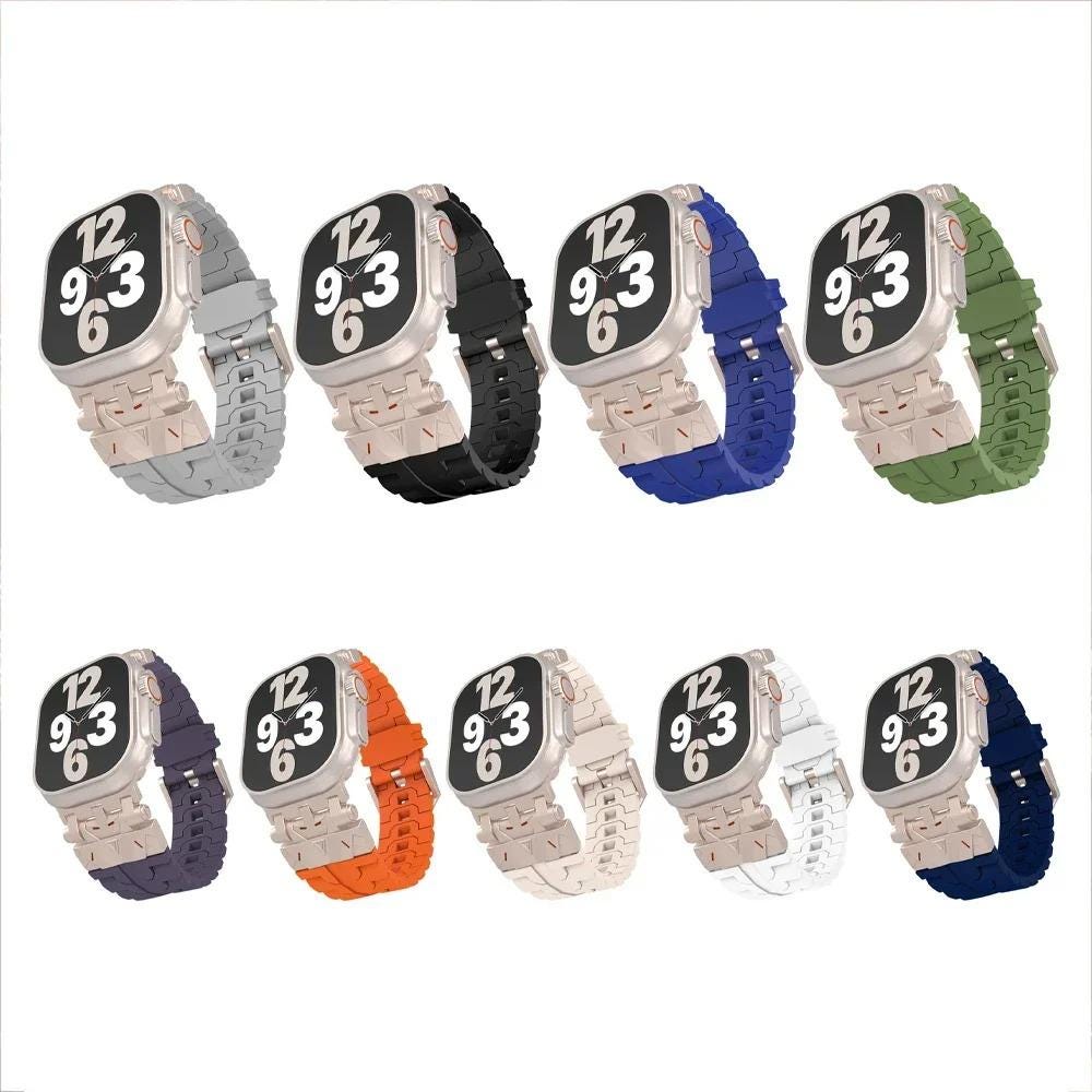 Men's Rugged Silicone Sport Band for Apple Watch Ultra 49mm, Tactical Apple Watch Strap