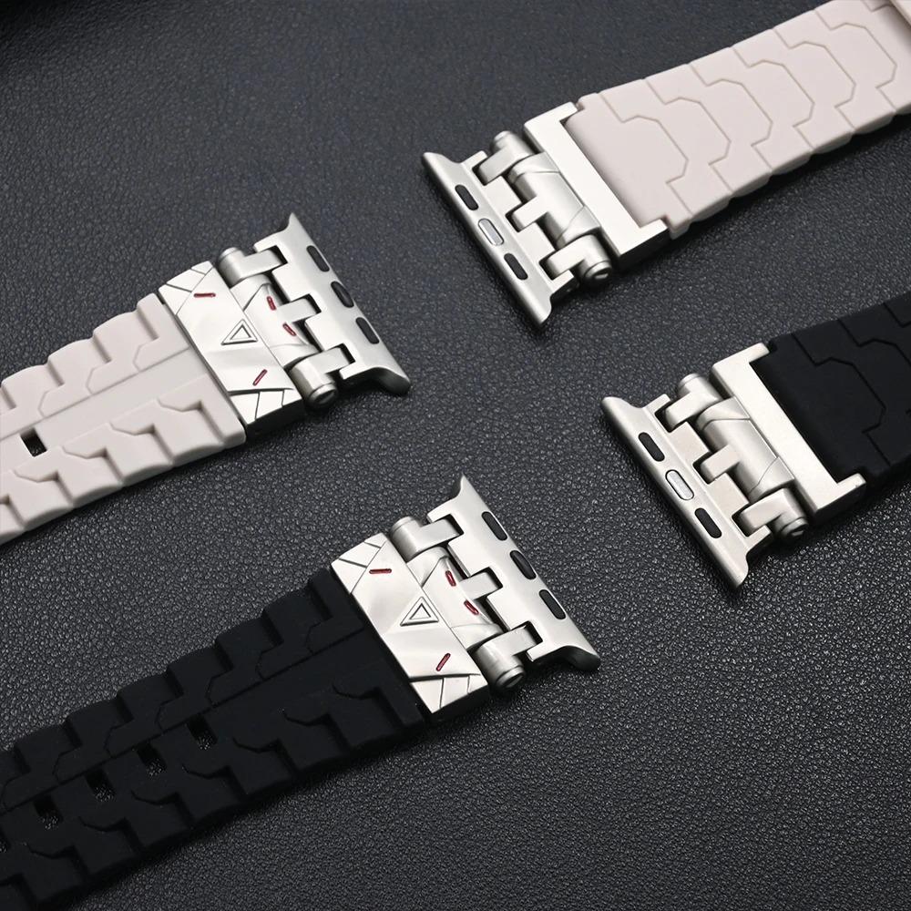 Men's Rugged Silicone Sport Band for Apple Watch Ultra 49mm, Tactical Apple Watch Strap