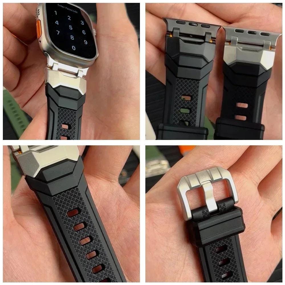 Men's Rugged Silicone Sports Band for Apple Watch Ultra, Tactical Apple Watch Strap