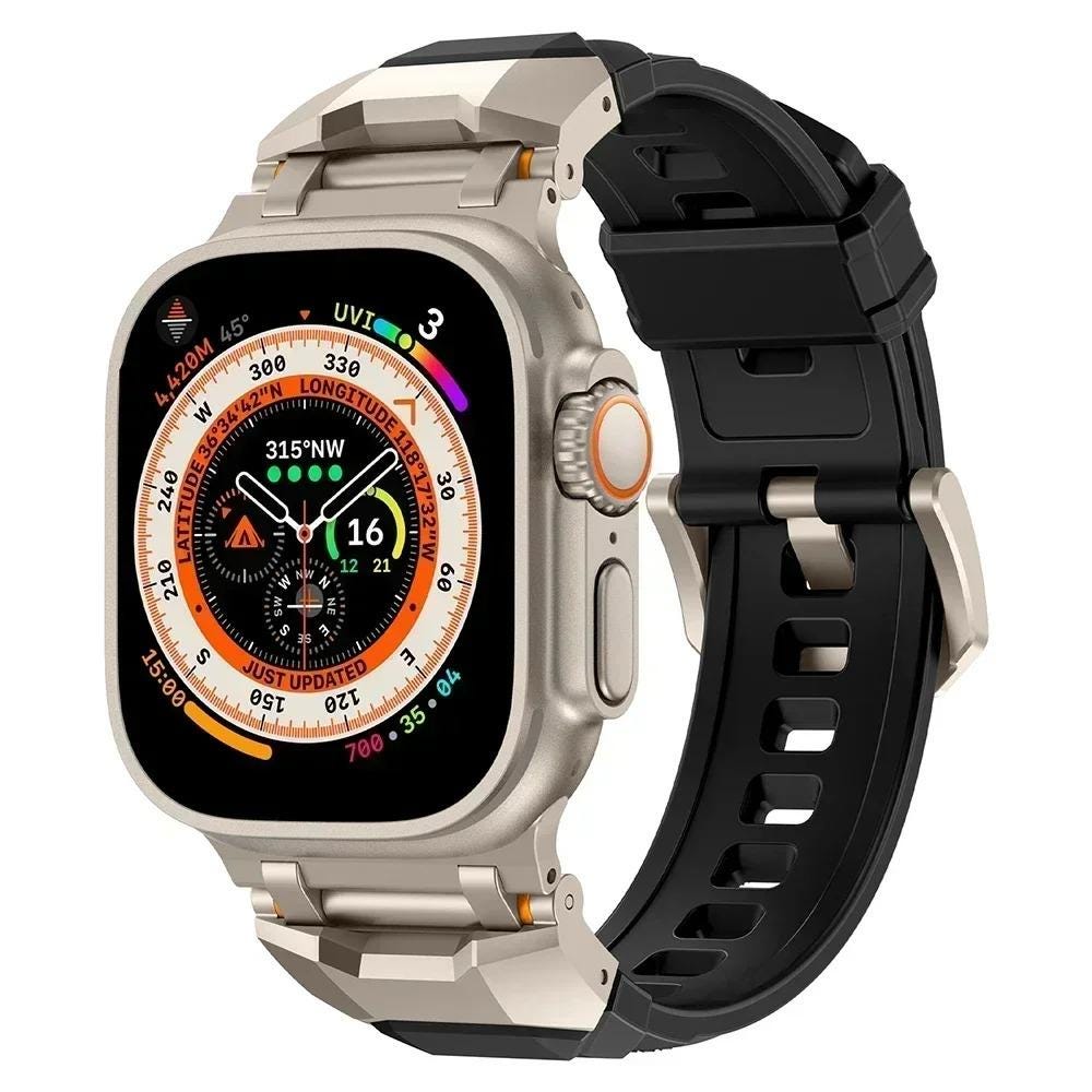Men's Rugged Silicone Sports Band for Apple Watch Ultra, Tactical Apple Watch Strap