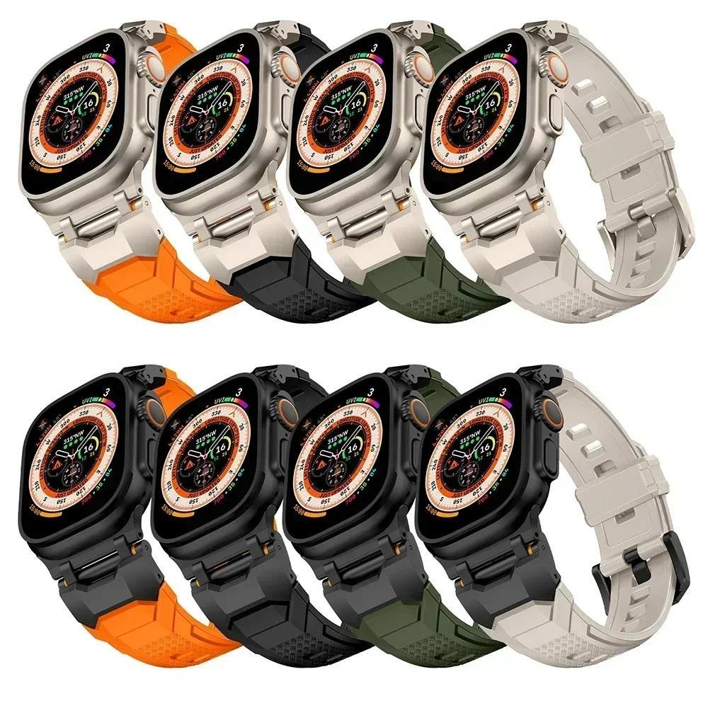 Men's Rugged Silicone Sports Band for Apple Watch Ultra, Tactical Apple Watch Strap