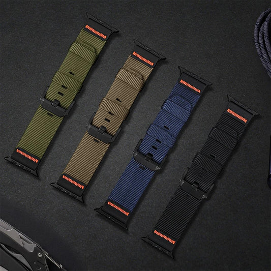 Men's Rugged Tactical Nylon Watch Band for Apple Watch Ultra, Sport Strap