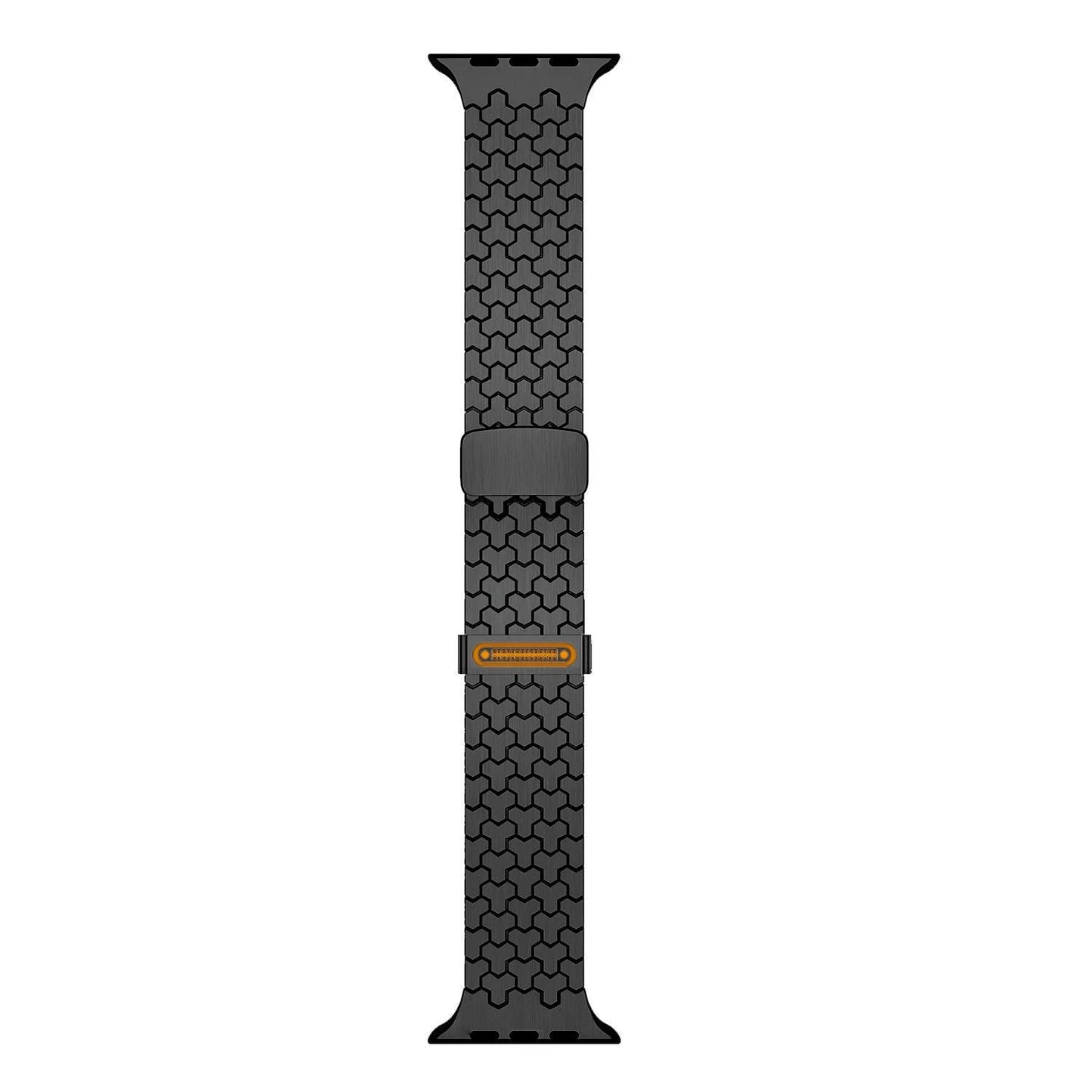 Apple Watch Band: Stainless Steel Magnetic Strap, Geometric Link Design (44-49mm)