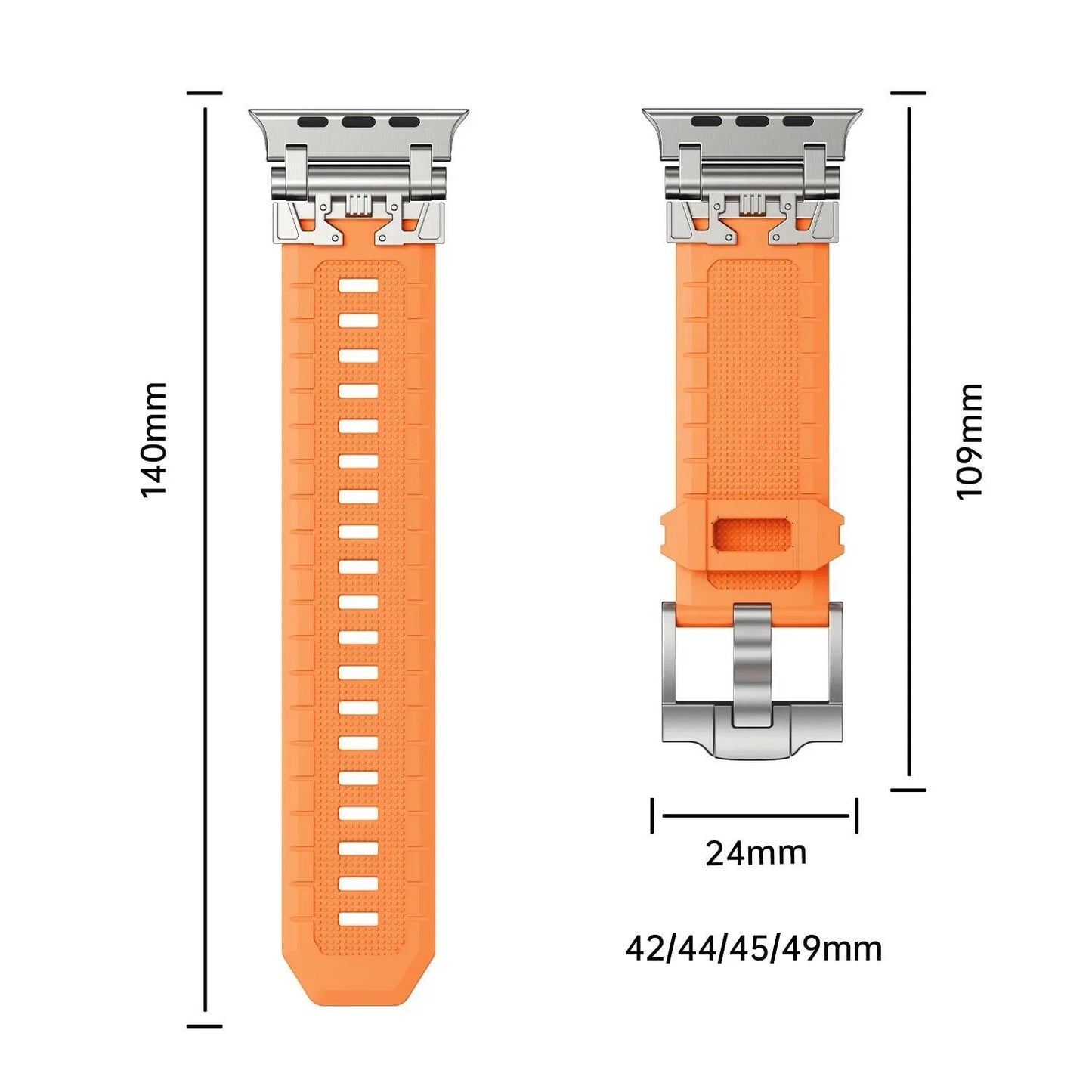 Rugged TPU Sport Band for Apple Watch Ultra 49mm, 45mm, 44mm Strap