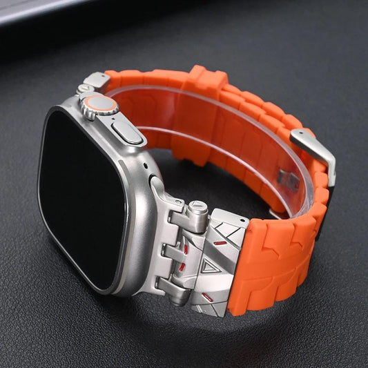 Men's Rugged Silicone Sport Band for Apple Watch Ultra 49mm, Tactical Apple Watch Strap