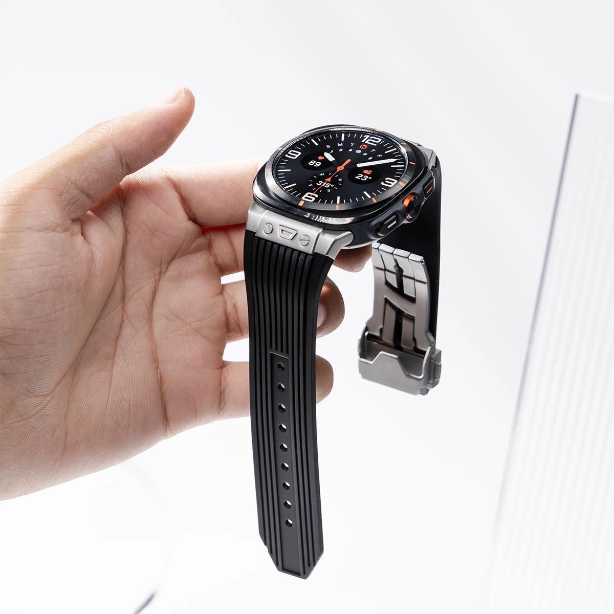 Samsung Galaxy Watch Ultra 7 47mm Sport Band: Silicone Strap, Stainless Steel Buckle