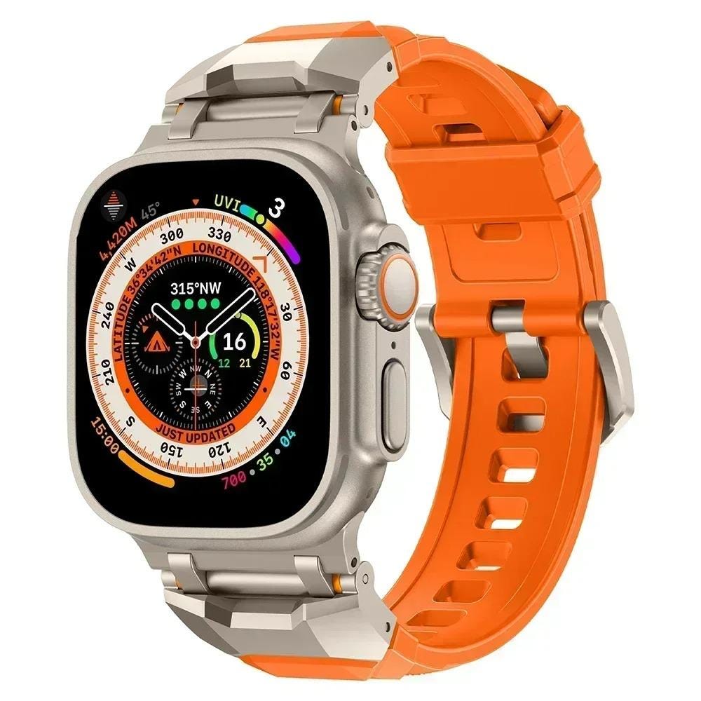 Men's Rugged Silicone Sports Band for Apple Watch Ultra, Tactical Apple Watch Strap