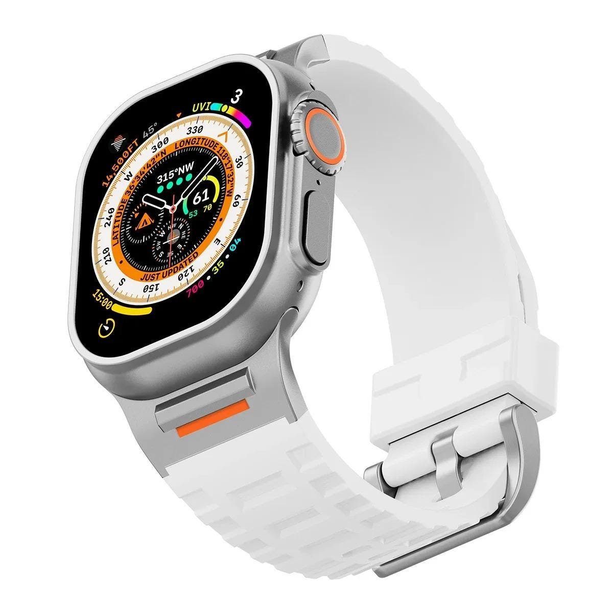 Men's Rugged Silicone Sports Band for Apple Watch Ultra 49mm, Waterproof Replacement Strap