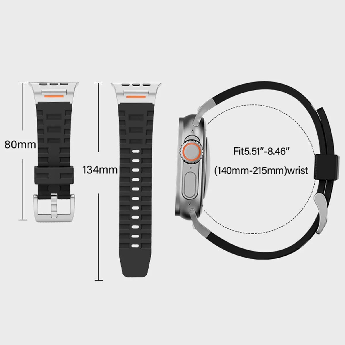 Men's Rugged Silicone Sports Band for Apple Watch Ultra 49mm, Waterproof Replacement Strap