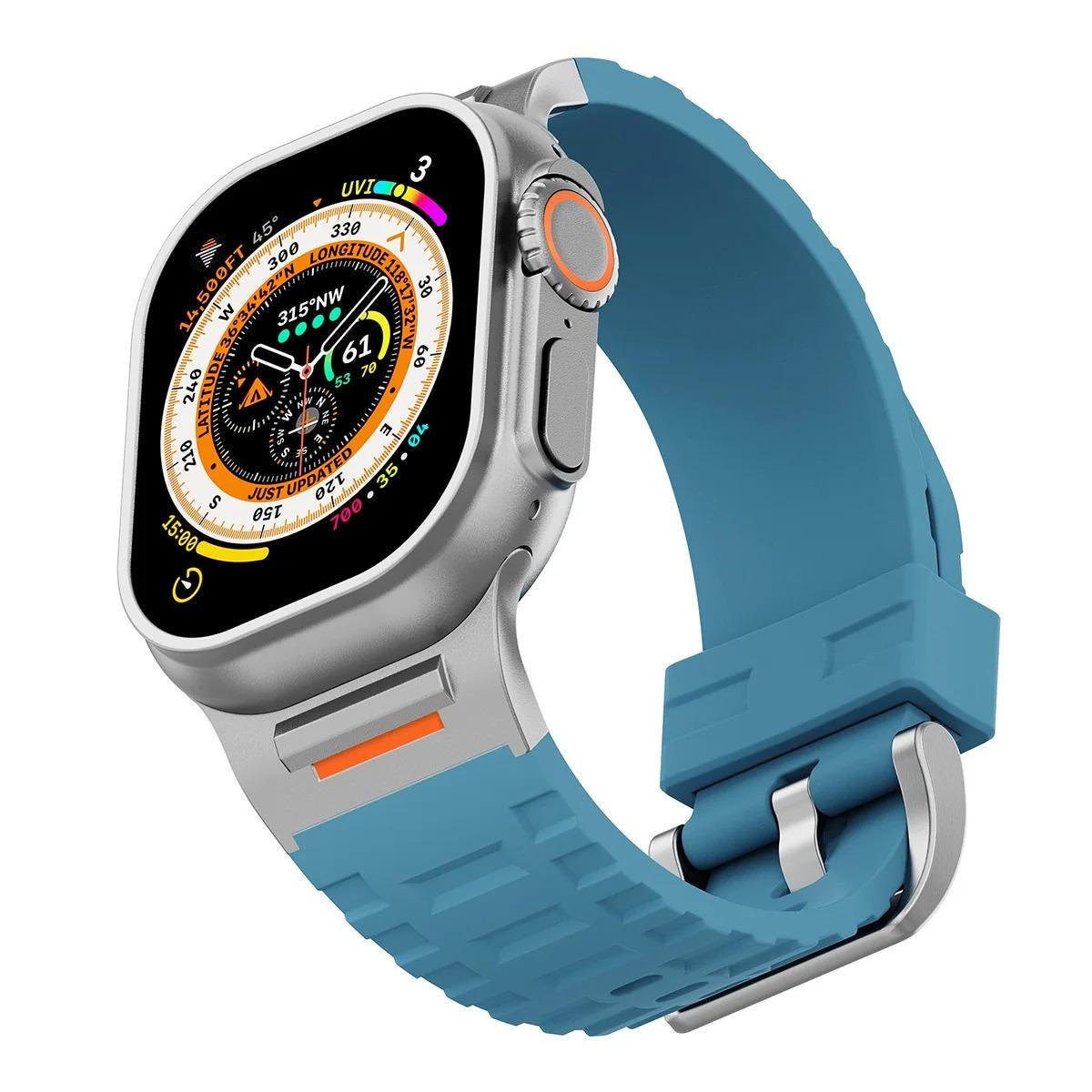 Men's Rugged Silicone Sports Band for Apple Watch Ultra 49mm, Waterproof Replacement Strap