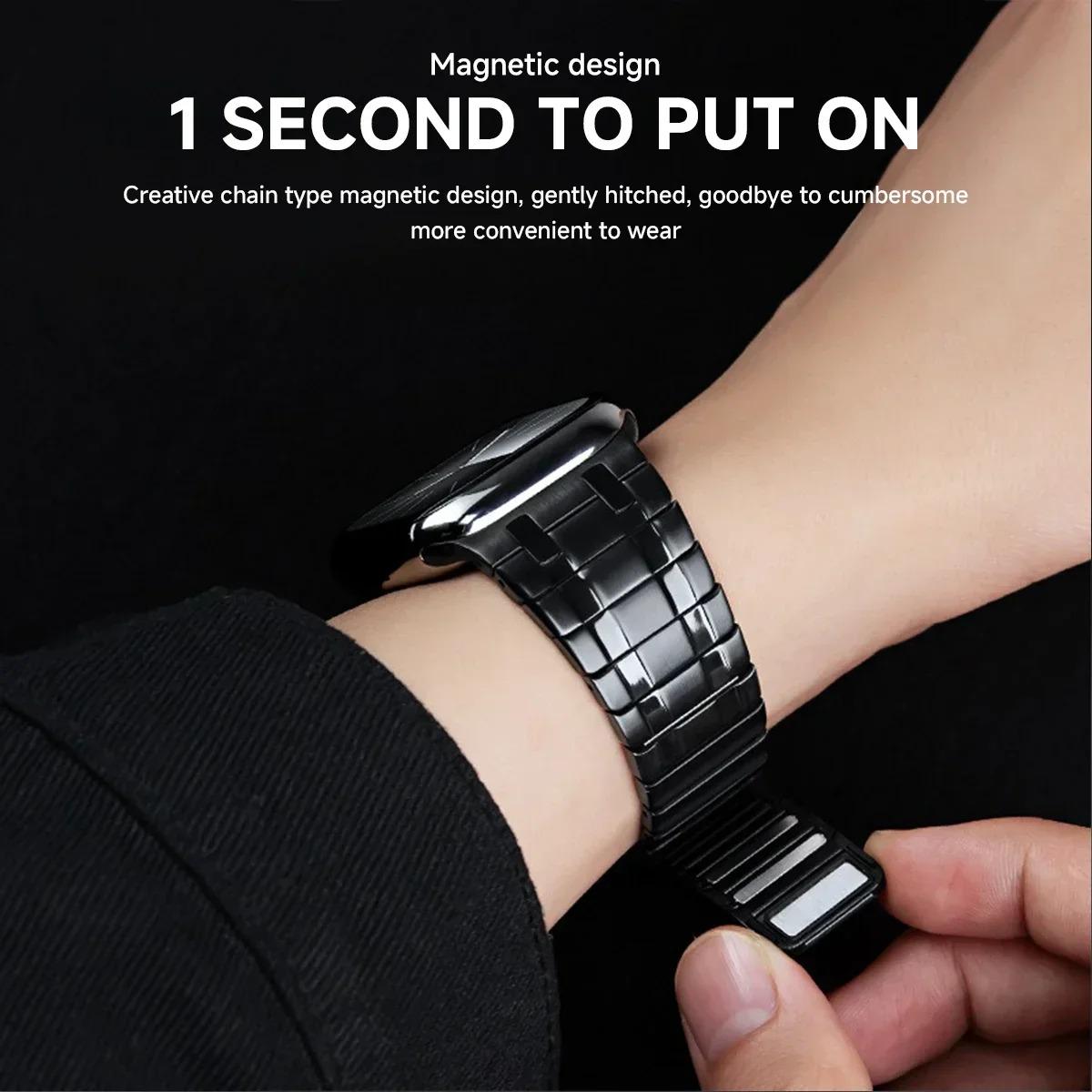 Men's Magnetic Stainless Steel Band for Apple Watch Luxury Metal Bracelet