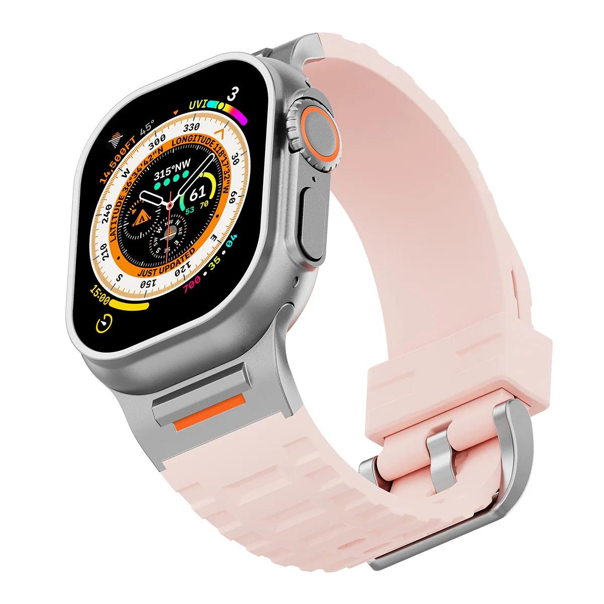 Men's Rugged Silicone Sports Band for Apple Watch Ultra 49mm, Waterproof Replacement Strap