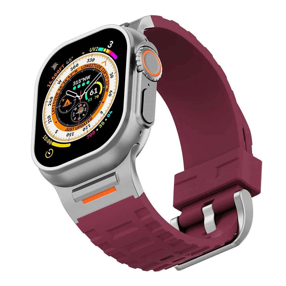 Men's Rugged Silicone Sports Band for Apple Watch Ultra 49mm, Waterproof Replacement Strap