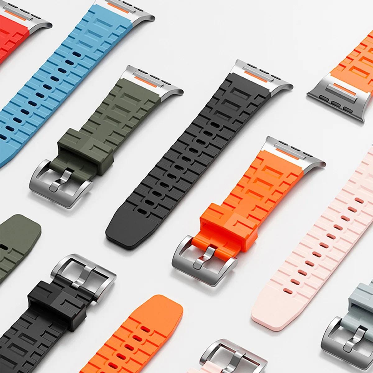 Men's Rugged Silicone Sports Band for Apple Watch Ultra 49mm, Waterproof Replacement Strap