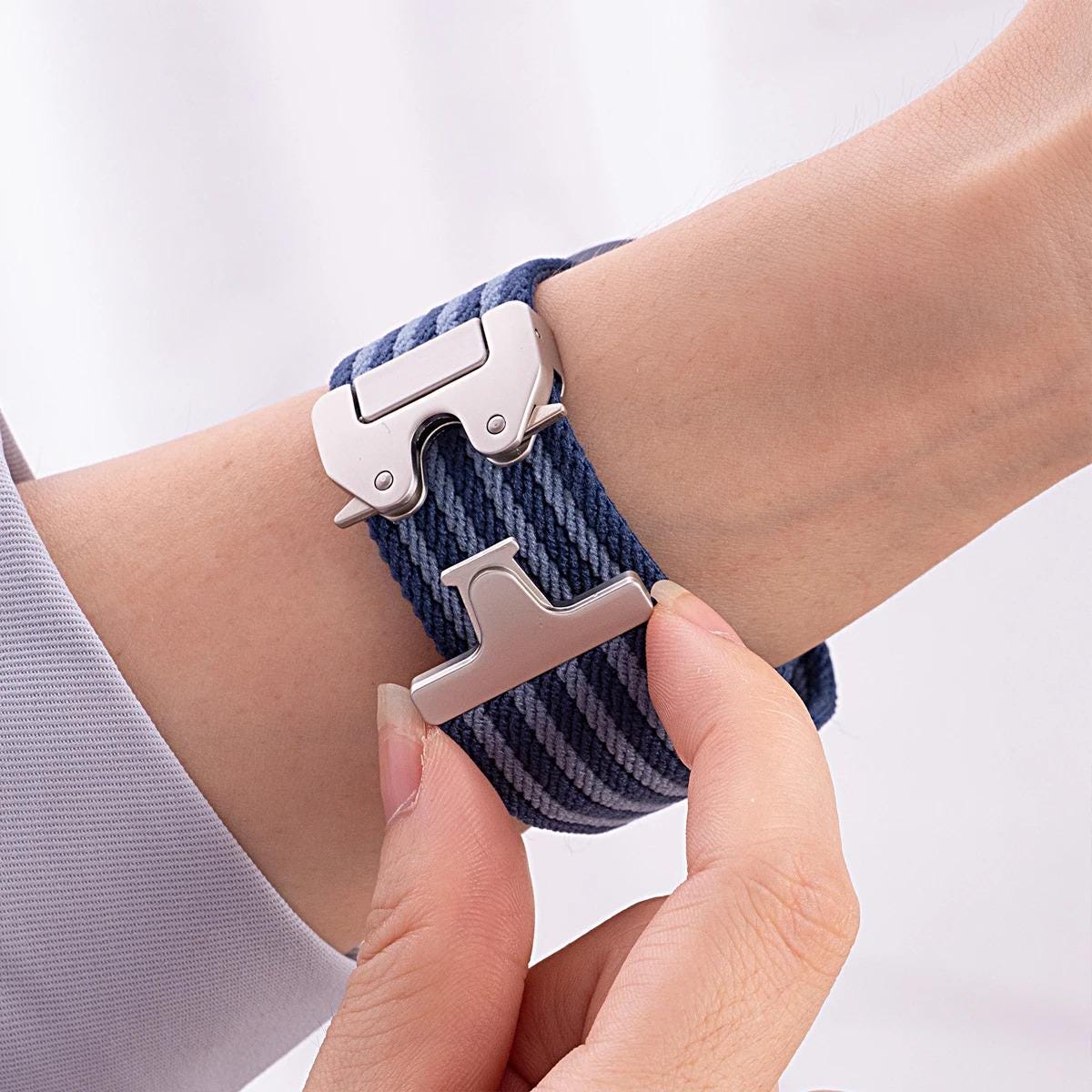 Braided Nylon Apple Watch Band, Stretch Sport Loop Replacement Strap