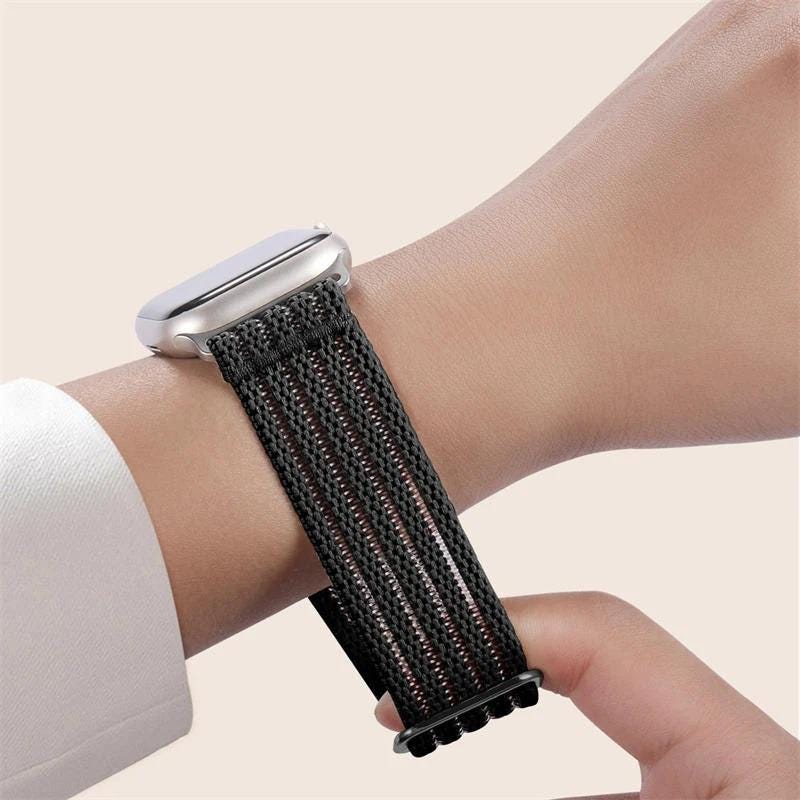 Apple Watch Braided Breathable Nylon Sport Loop Band - Adjustable Lightweight Summer Replacement Strap