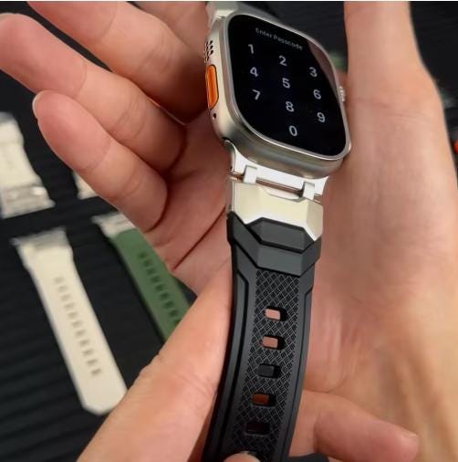 Men's Rugged Silicone Sports Band for Apple Watch Ultra, Tactical Apple Watch Strap