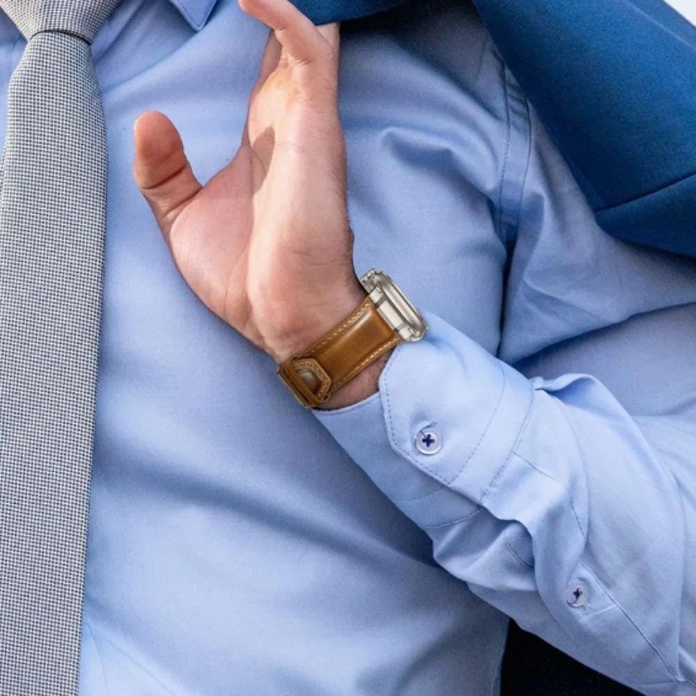 Men's Leather Apple Watch Band, Business Bracelet, Genuine Top Grain Strap