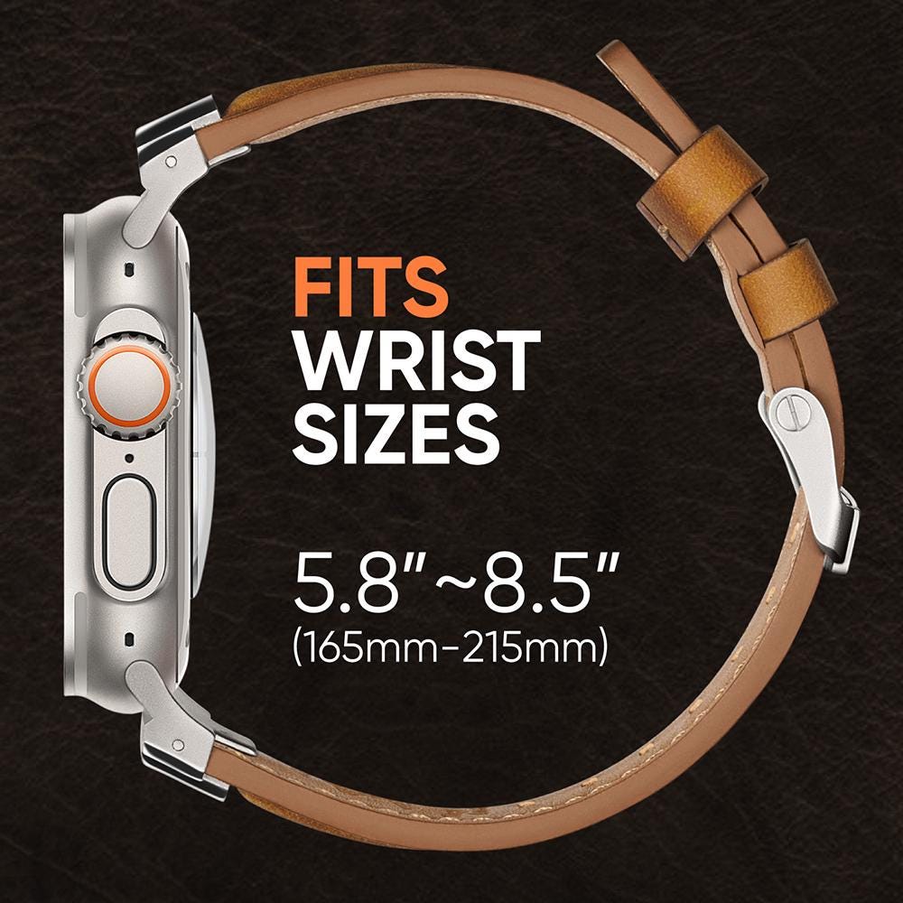 Men's Leather Apple Watch Band, Business Bracelet, Genuine Top Grain Strap