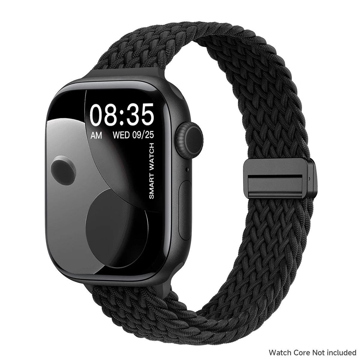 Slim Braided Elastic Apple Watch Band, Woven Sport Strap, Adjustable Fit