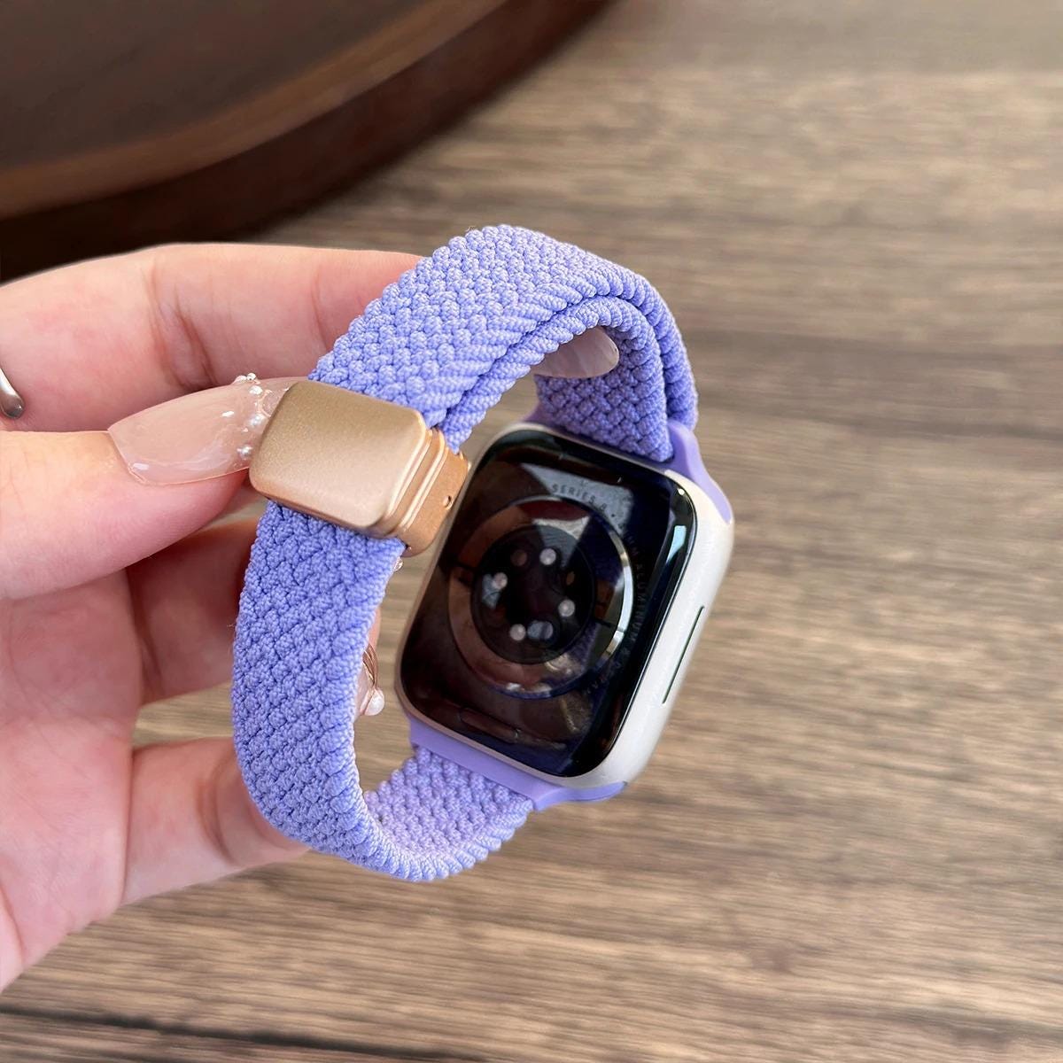 Slim Braided Elastic Apple Watch Band, Woven Sport Strap, Adjustable Fit
