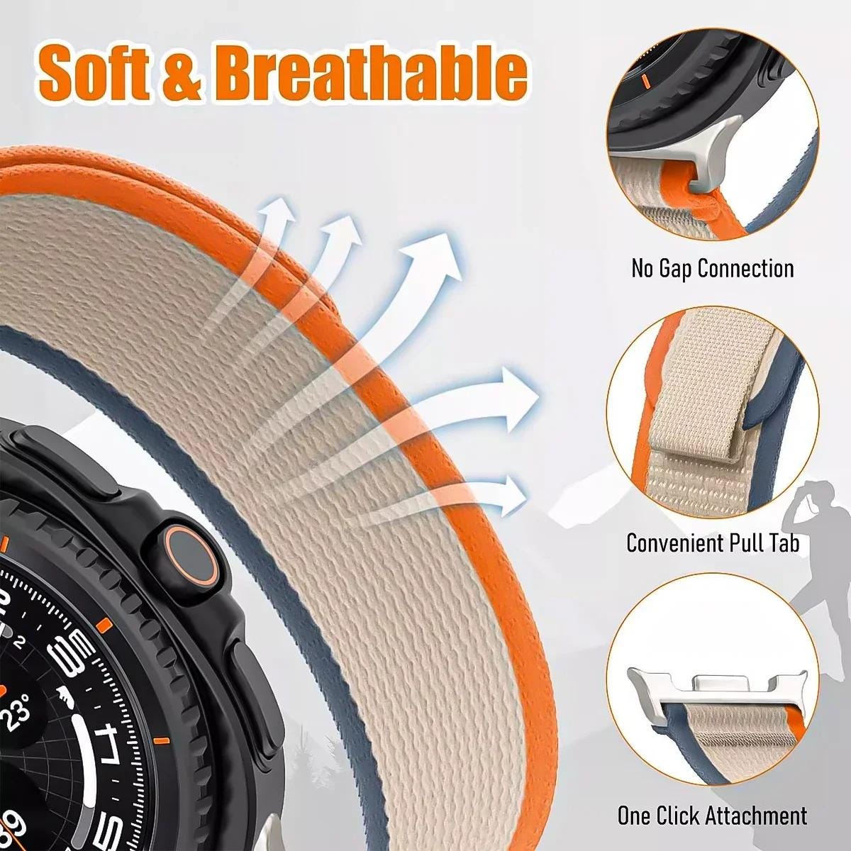 Samsung Galaxy Watch Trail Loop Strap, Soft Nylon Sports Band for Watch 8 Classic 46mm