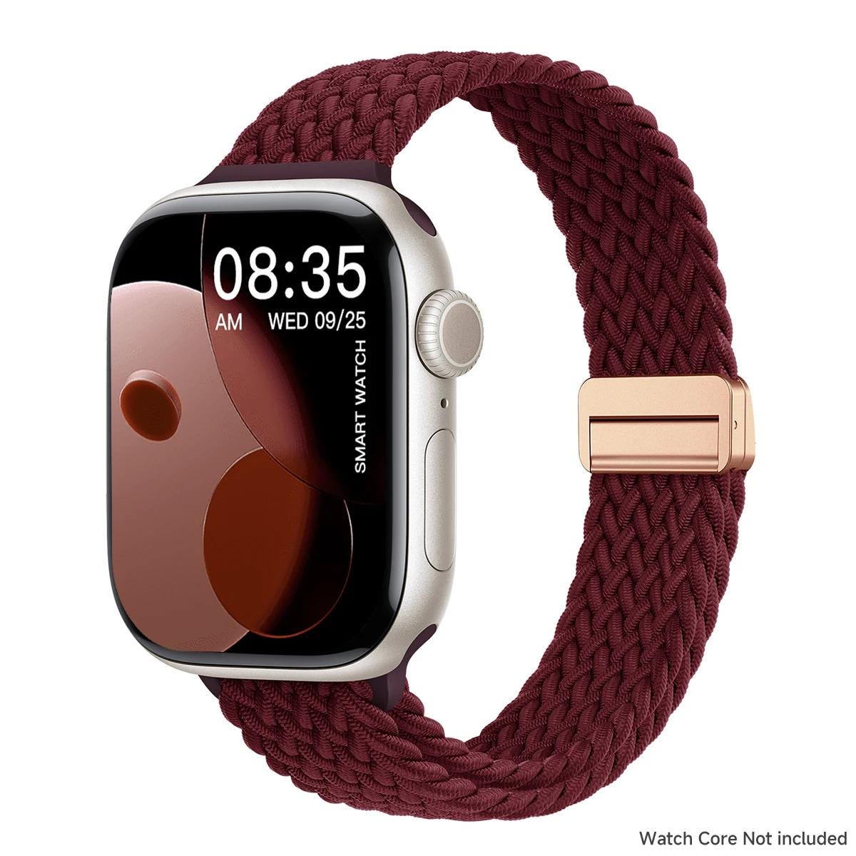Slim Braided Elastic Apple Watch Band, Woven Sport Strap, Adjustable Fit