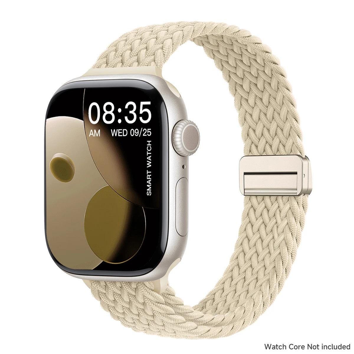 Slim Braided Elastic Apple Watch Band, Woven Sport Strap, Adjustable Fit