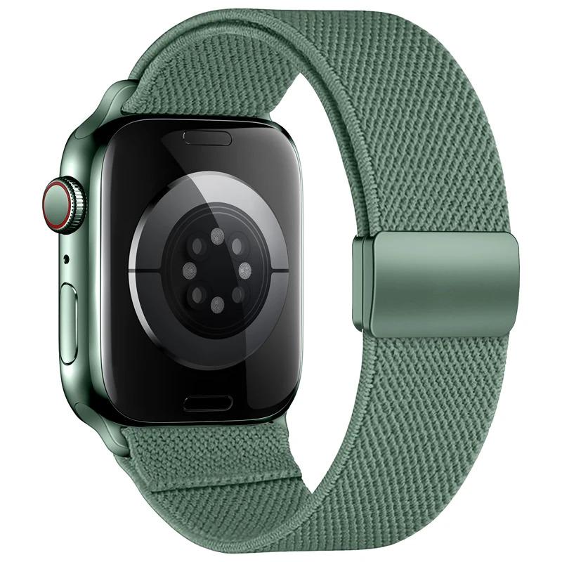 Magnetic Elastic Loop Band for Apple Watch Ultra 3 49mm Series 11 10 9 8 7 SE Stretch Woven Adjustable Strap