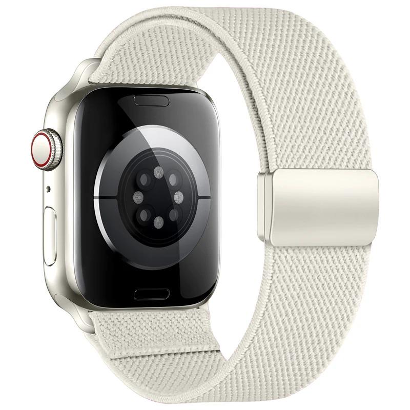 Magnetic Elastic Loop Band for Apple Watch Ultra 3 49mm Series 11 10 9 8 7 SE Stretch Woven Adjustable Strap