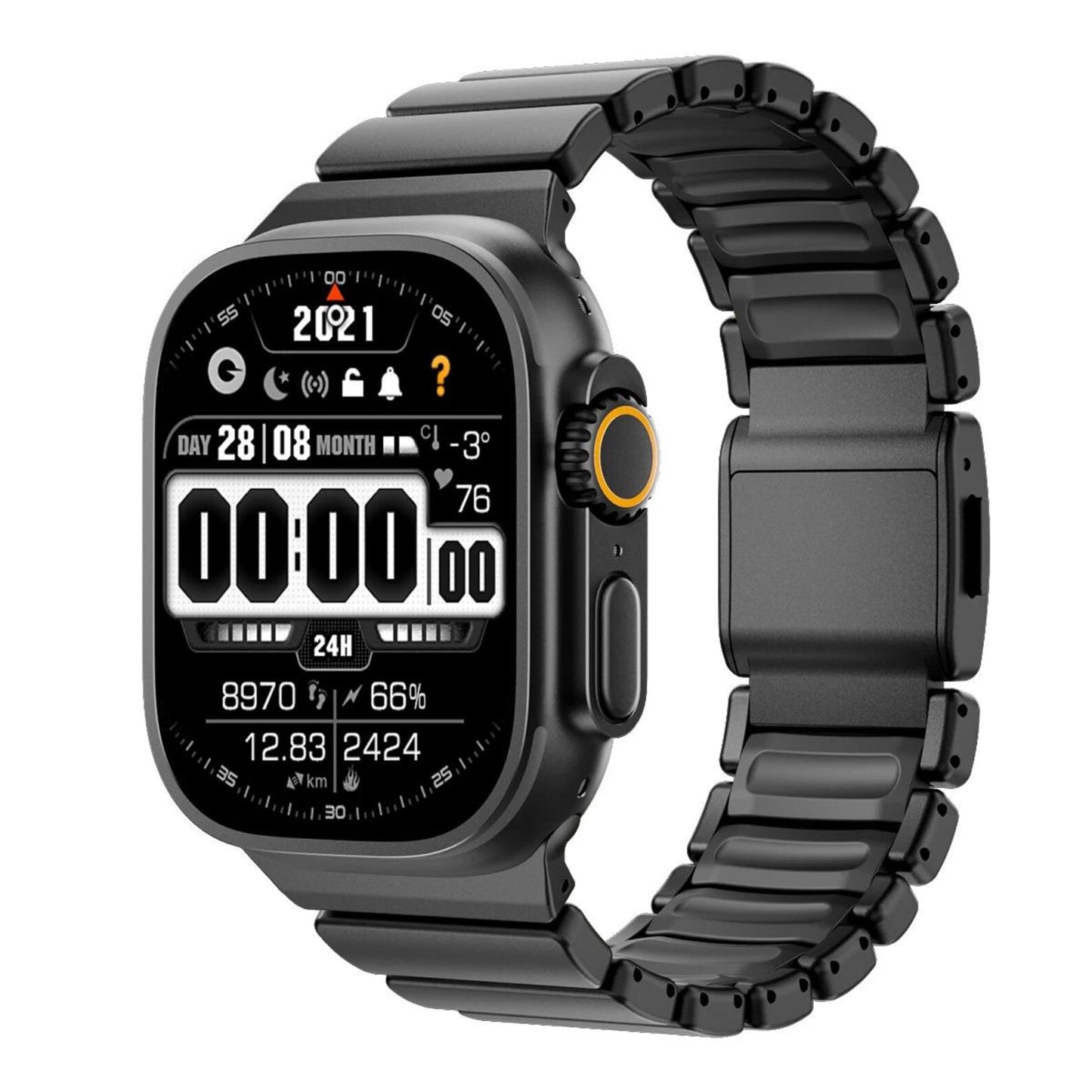 Stainless Steel & Silicone Magnetic Apple Watch Band - Black/Black