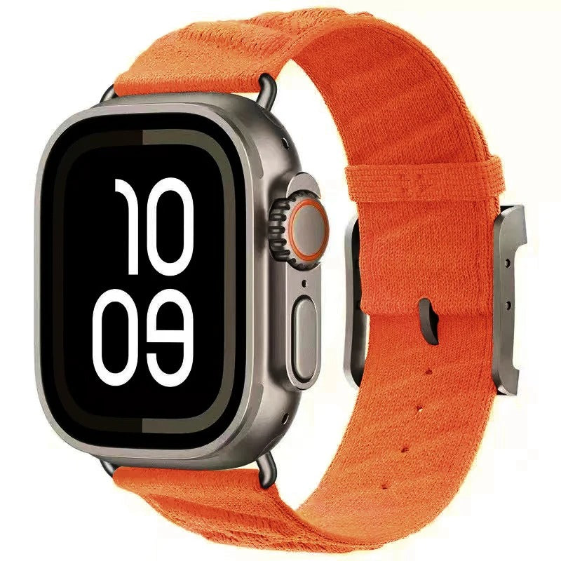 Woven Nylon Loop Band for Apple Watch – Adjustable Strap with Metal Buckle