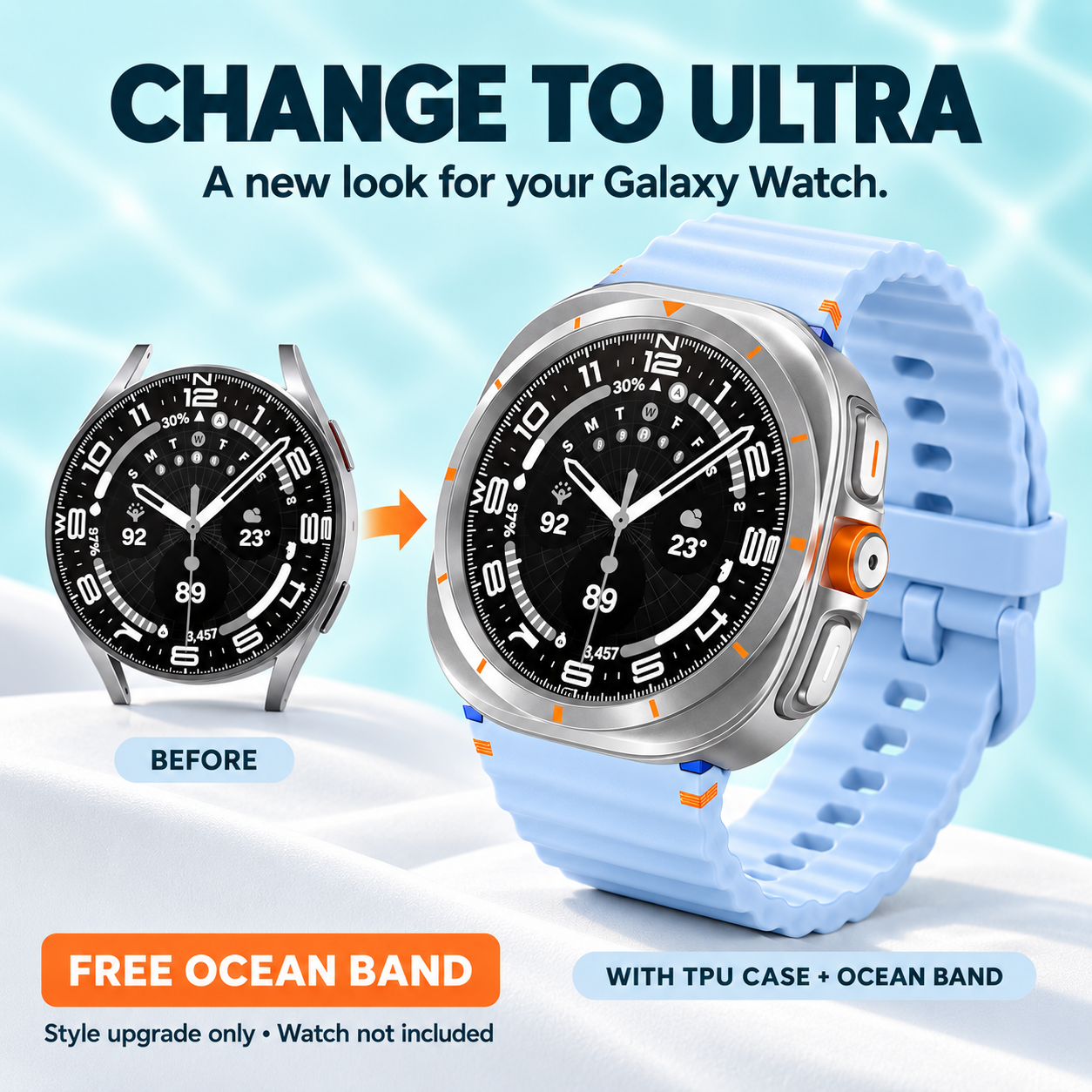 Change to Ultra TPU Case for Galaxy Watch 7 &amp; 6 + Free Ocean Band