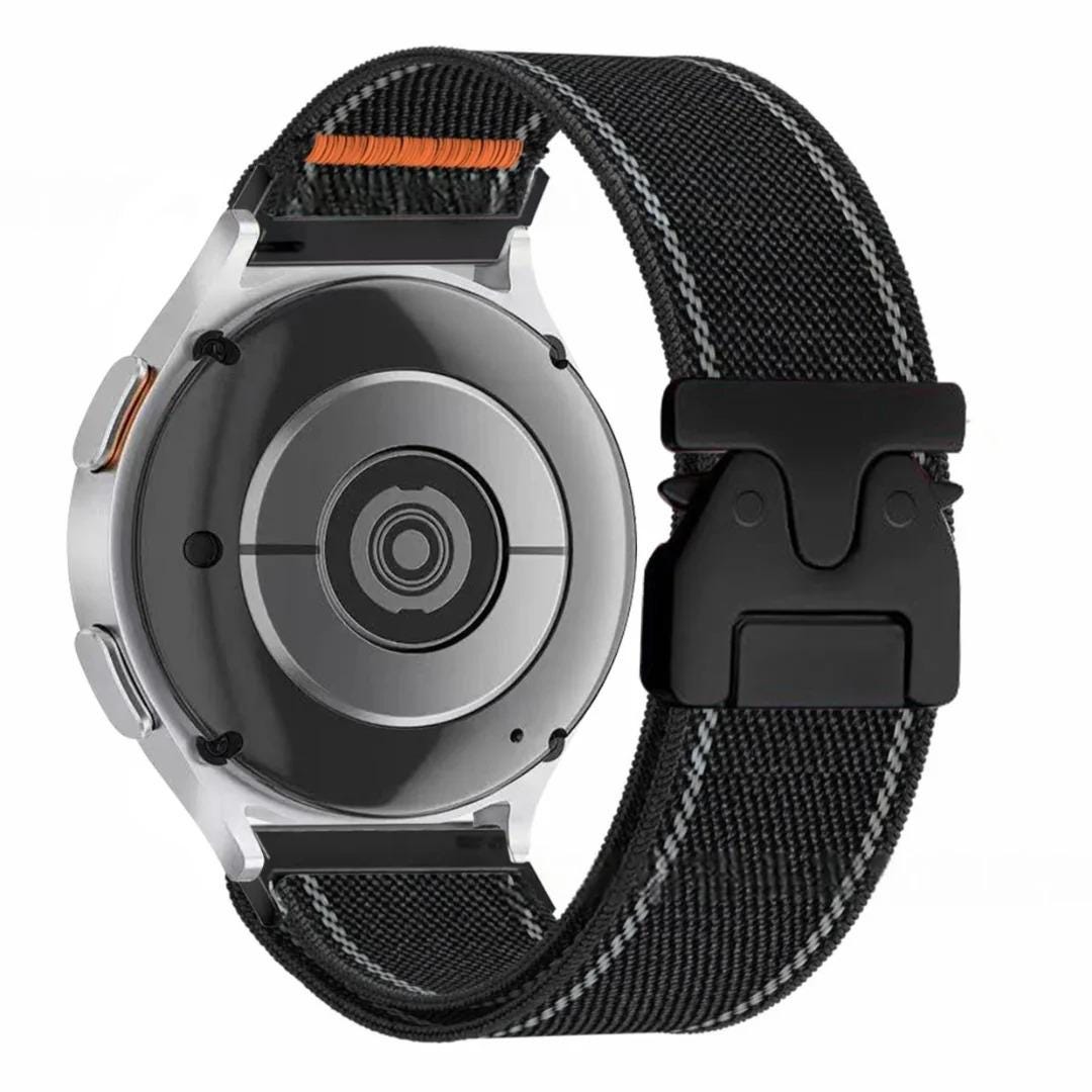Samsung Galaxy Watch 20mm 22mm Nylon Loop Band, Adjustable Woven Sport Strap with Metal Buckle