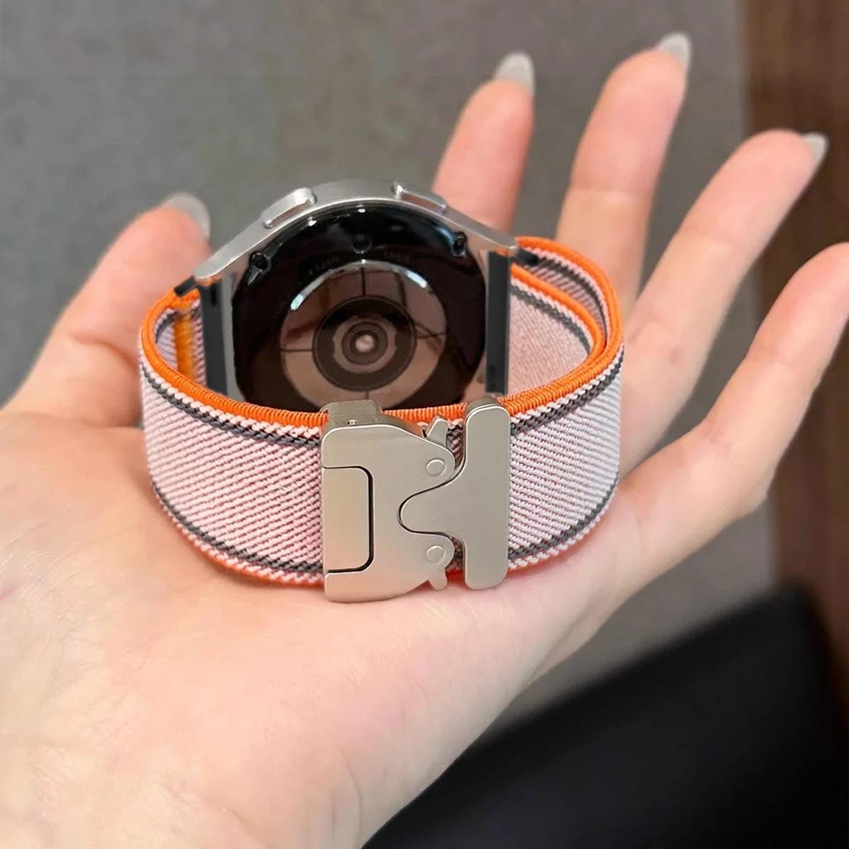 Samsung Galaxy Watch 20mm 22mm Nylon Loop Band, Adjustable Woven Sport Strap with Metal Buckle