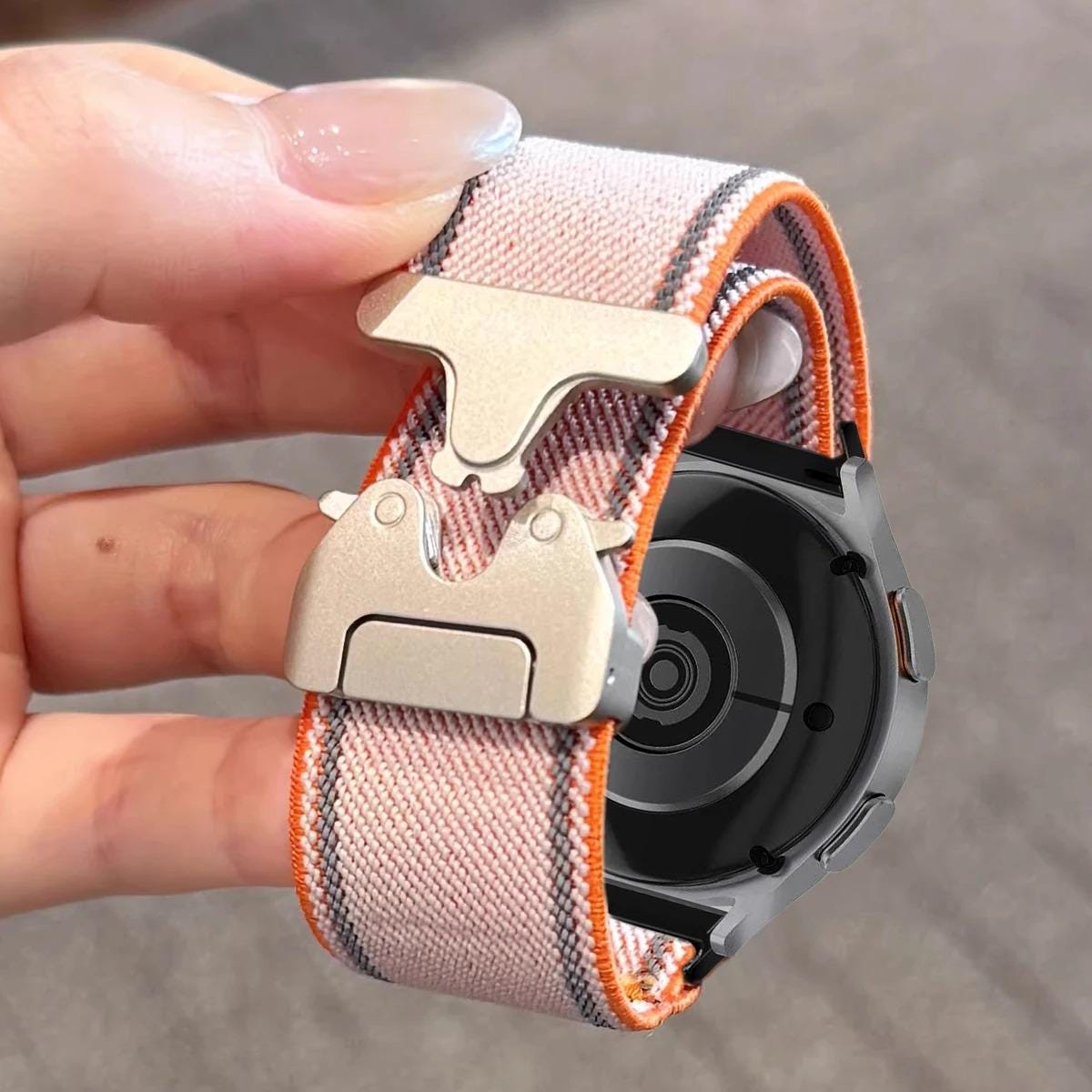 Samsung Galaxy Watch 20mm 22mm Nylon Loop Band, Adjustable Woven Sport Strap with Metal Buckle