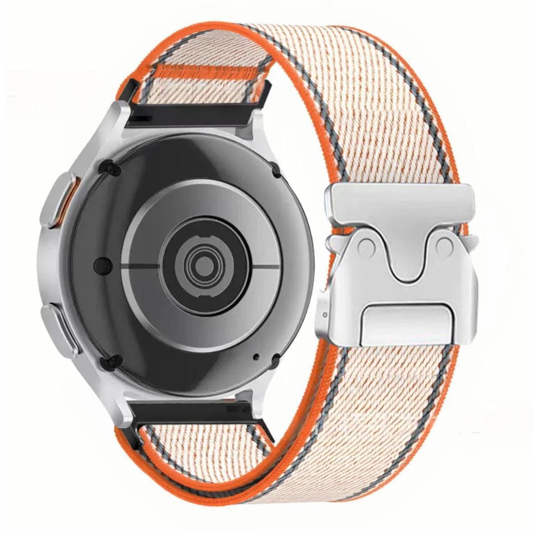Samsung Galaxy Watch 20mm 22mm Nylon Loop Band, Adjustable Woven Sport Strap with Metal Buckle
