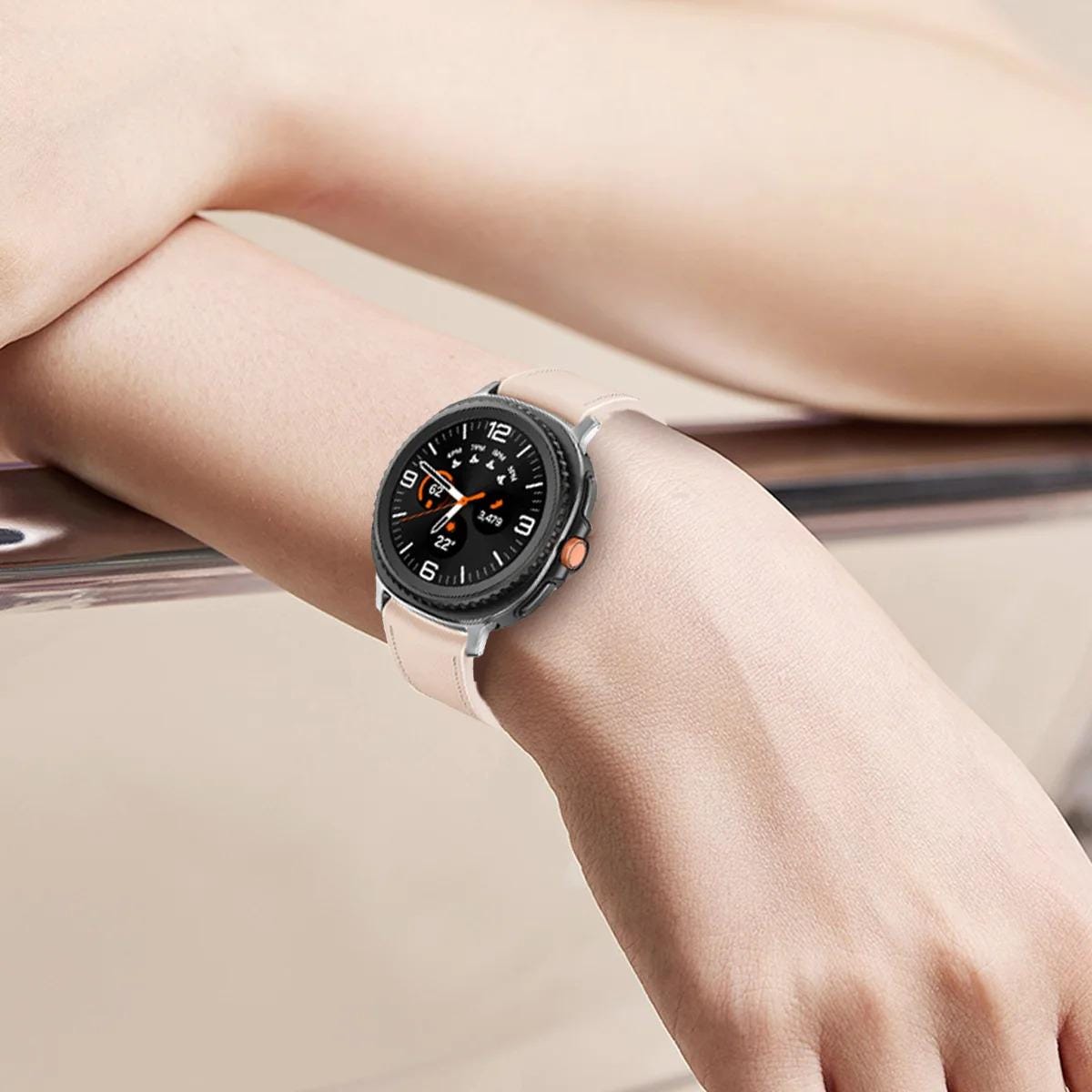 Samsung Galaxy Watch Leather Silicone Band, Watch 8 Classic 46mm Business Strap